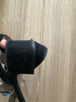 Sandalias Piel Talla 35 Negras/Plata