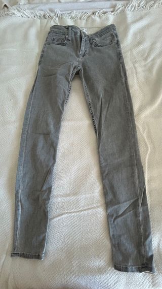 Jeans Gris Mango Talla 34 Tiro Medio