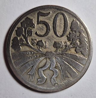 Cecoslovacchia, 50 Haleru 1922.Condizione SPL.