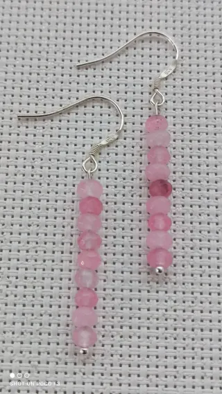Pendientes de Jade Rosa en plata 925.