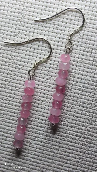 Pendientes de Jade Rosa en plata 925.