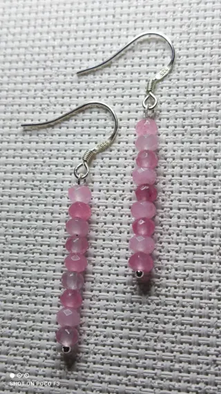 Pendientes de Jade Rosa en plata 925.