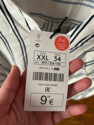 Camisa Lefties rayas negras con etiqueta talla XXL