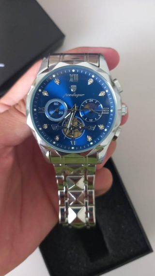 Reloj Poedagar Azul y Plateado Nuevo