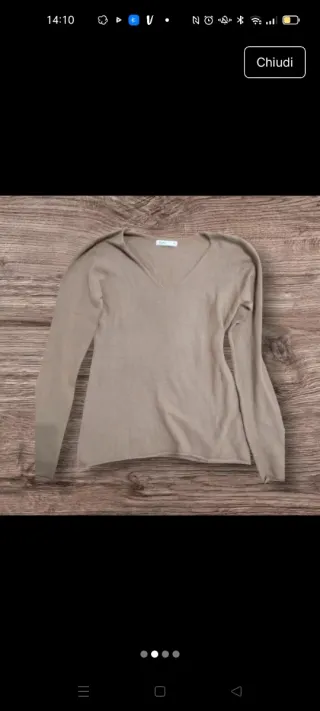 Maglietta donna scollo a V beige Taglia s/m