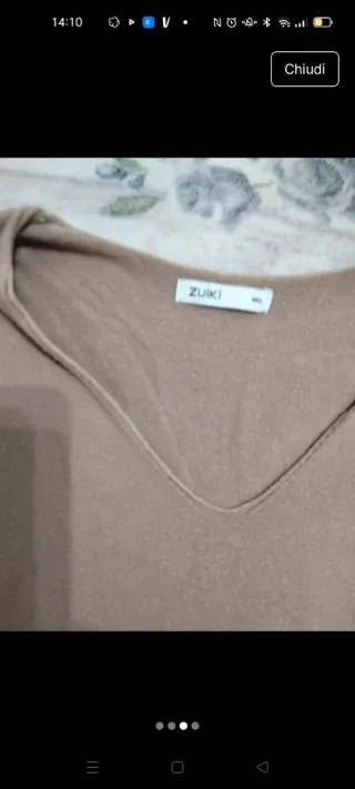 Maglietta donna scollo a V beige Taglia s/m