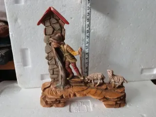 Diorama vintage presepe pastore e pecore