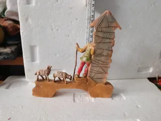 Diorama vintage presepe pastore e pecore
