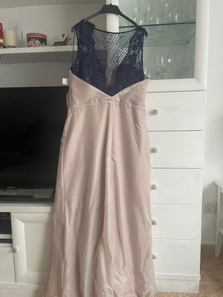 Vestido de fiesta azul y rosa empolvado
