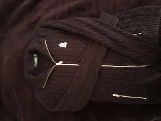 Chaqueta Ralph Lauren Negra Cremallera Cable Knit