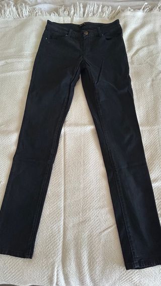 Massimo Dutti Jeans Negros Talla 34 Tiro Medio
