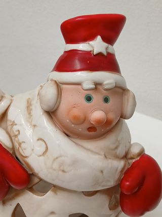 Portacandele Natale Porcellana Pupazzo Neve