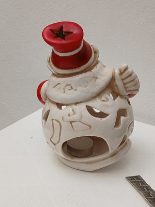 Portacandele Natale Porcellana Pupazzo Neve