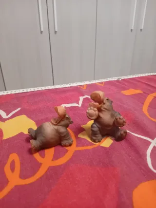 Statuine ippopotami in resina 2pz