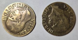 Italia,2 monete da 5 cent.1942.Errore di conio.