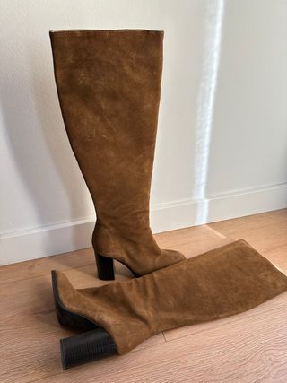 Botas Zara piel tacón marrón