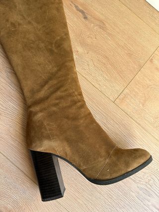 Botas Zara piel tacón marrón