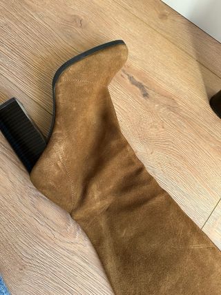 Botas Zara piel tacón marrón