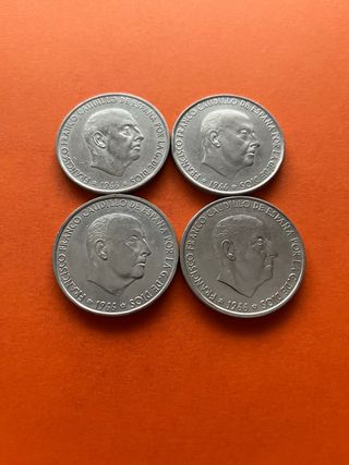 Lote de monedas 100 ptas 1966 F. Franco , plata.