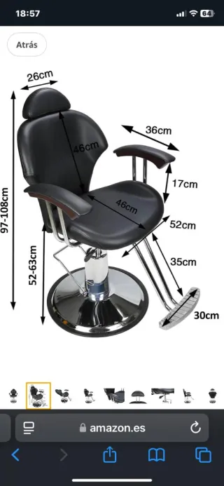 Silla de barbería negra sin estrenar