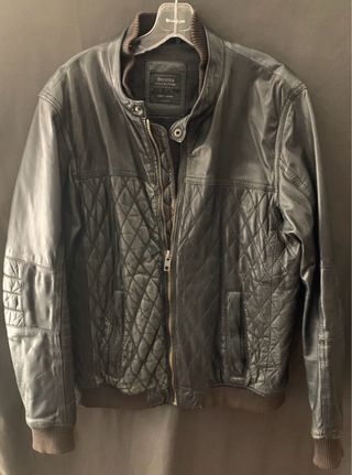 Chaqueta negra Biker Cuero Ovino Bershka Talla L