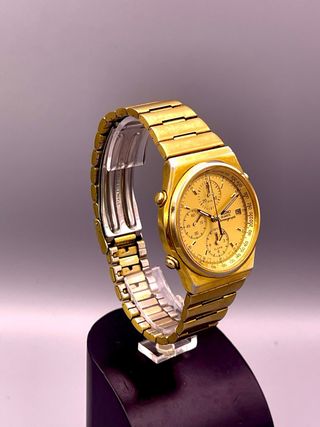 Seiko Quartz Chronograph Alarm Dorado Vintage