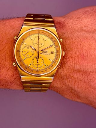 Seiko Quartz Chronograph Alarm Dorado Vintage