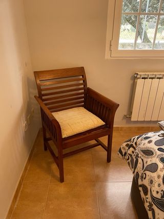 CONJUNTO Cabecero madera Mac180cm sillón mesilla