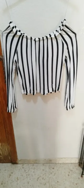 Blusa manga larga rayas off shoulder