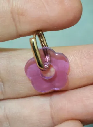 Pendientes Flor Morada Dorada