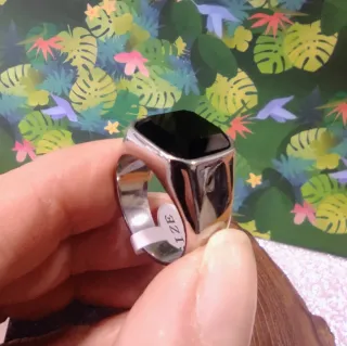 Anillo Acero Sello Negro