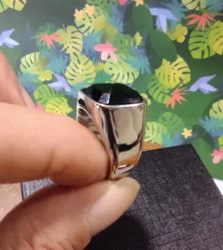 Anillo Acero Sello Negro