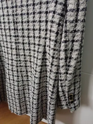 Abrigo Zara Cuadros Blanco y Negro