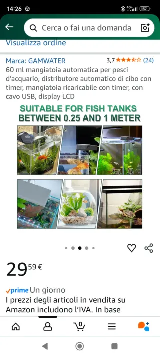 Distributore mangime tartarughe e pesci