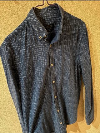 Camisa Zara Hombre Azul Estampada