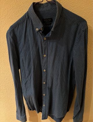 Camisa Zara Hombre Azul Estampada
