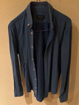 Camisa Zara Hombre Azul Estampada