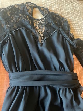 Vestido Negro Fiesta Años 70 Encaje