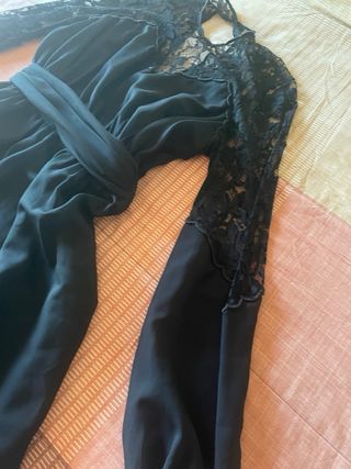 Vestido Negro Fiesta Años 70 Encaje