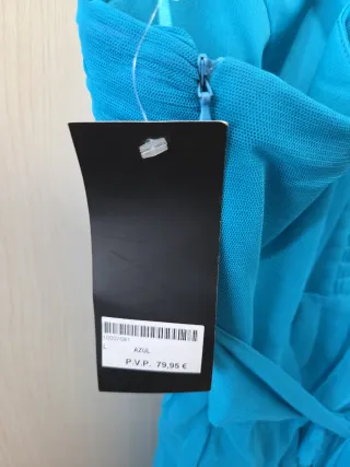 Vestido fiesta azul con pedrería