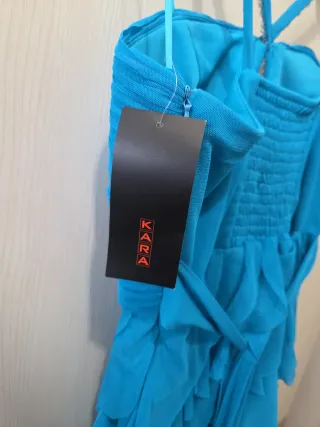 Vestido fiesta azul con pedrería