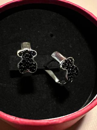 Pendientes Tous Oso Negro Plata