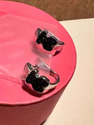 Pendientes Tous Oso Negro Plata
