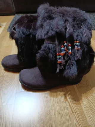 Botas pelo natural marrón multicolor