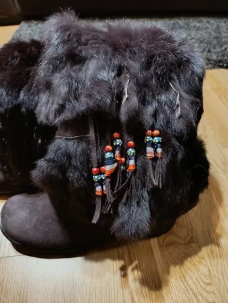 Botas pelo natural marrón multicolor