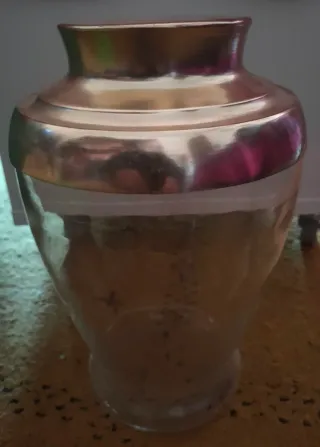 Vaso caramelle vetro e metallo oro