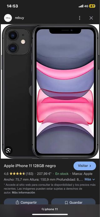 iPhone 11 128GB Negro - 73% Batería