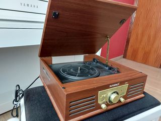 Tocadiscos Sunstech Marrón y Dorado