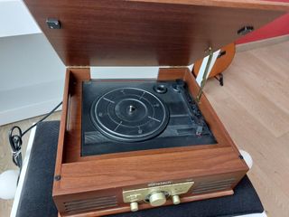 Tocadiscos Sunstech Marrón y Dorado