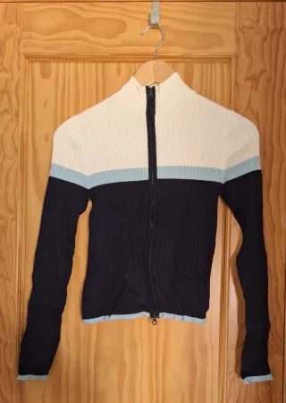 Chaqueta de punto cremallera color block